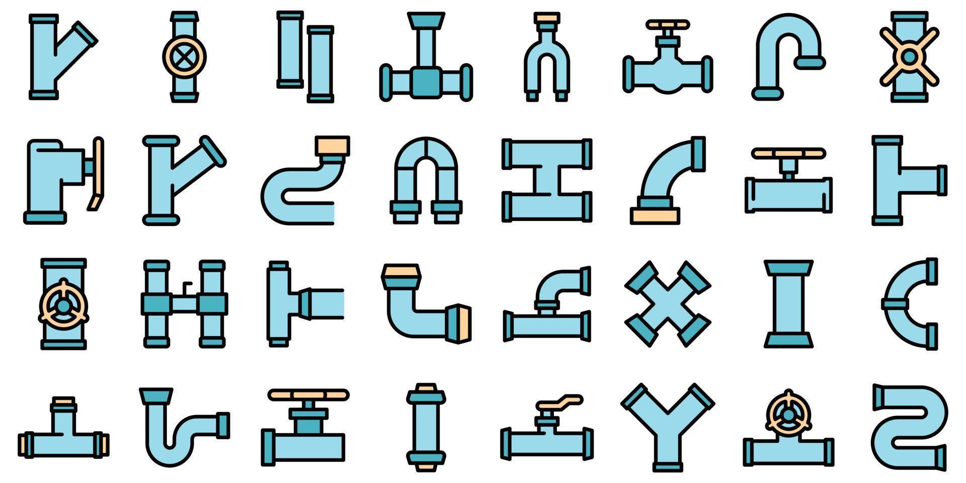 Pipe icons set vector flat