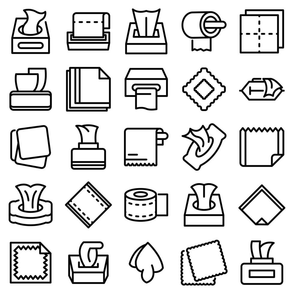 Tissue icons set, outline style vector