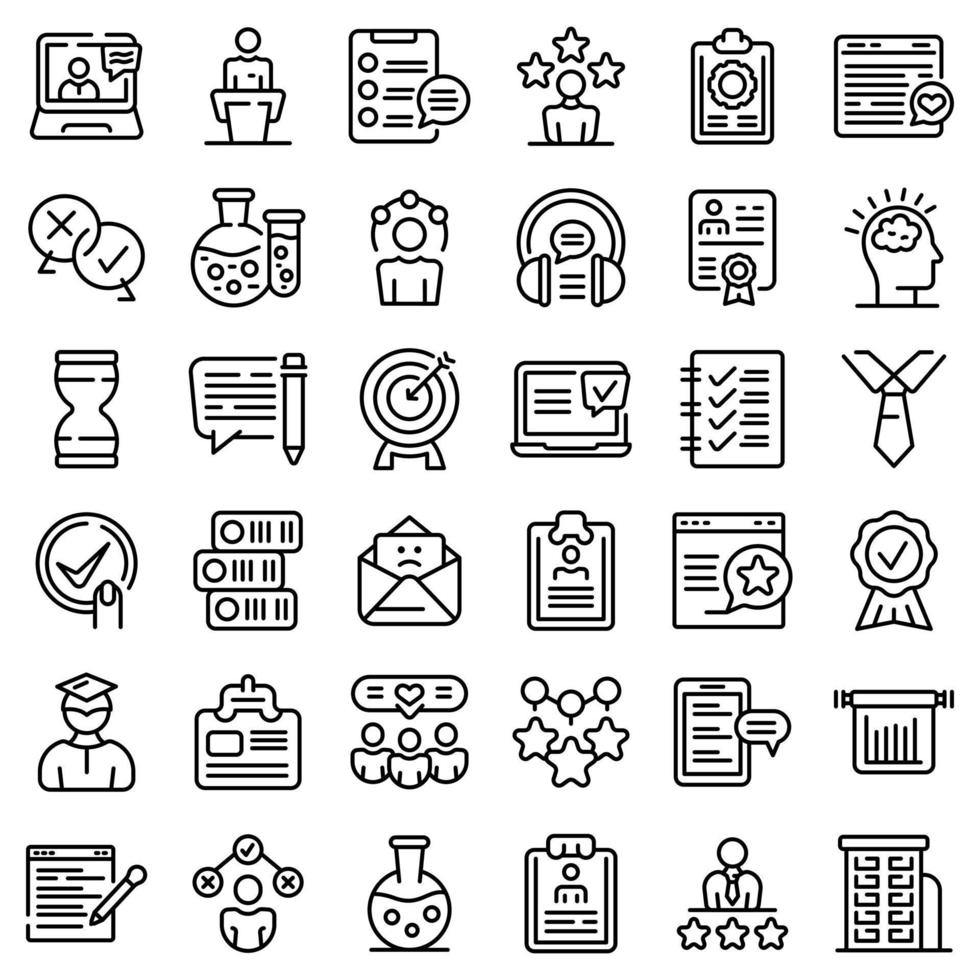 Experience icons set, outline style vector
