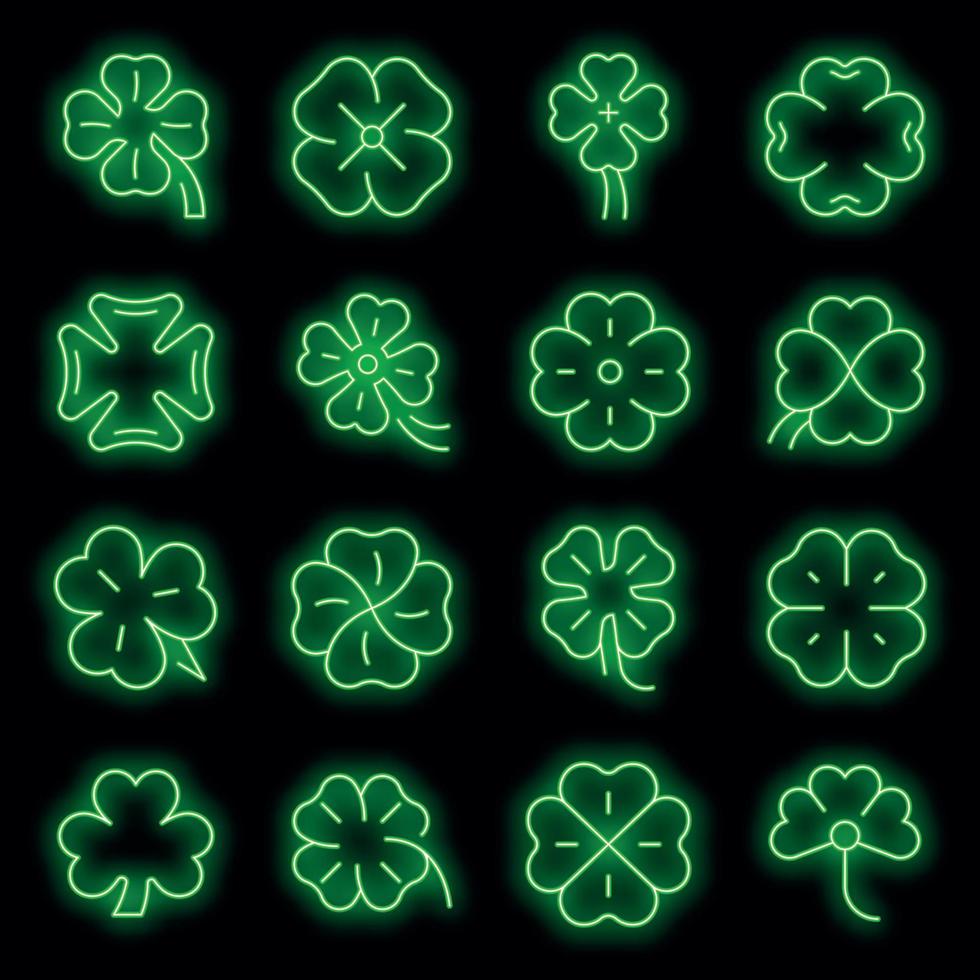 Clover icons set vector neon