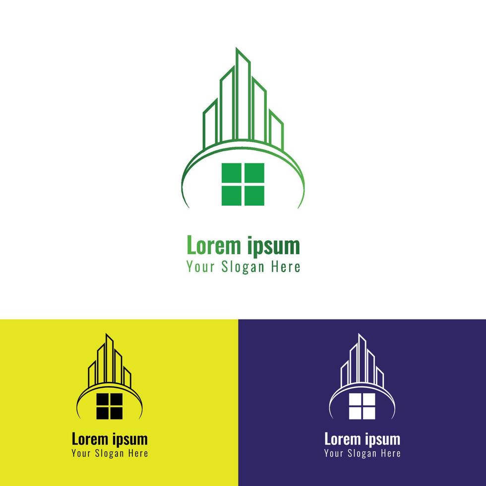 diseño de logotipo abstracto corporativo de identidad inmobiliaria de casa de negocios vector