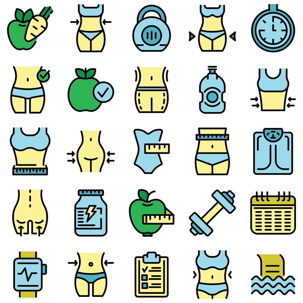 Slimming icons set vector flat