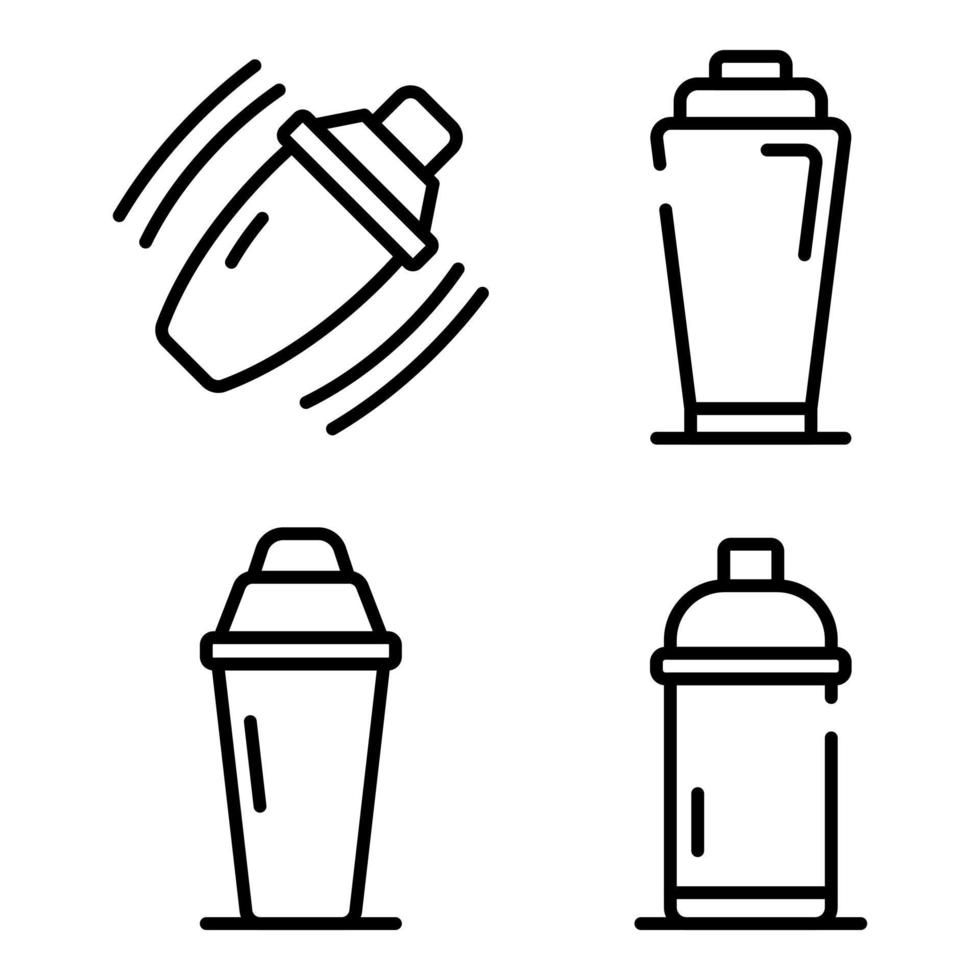 Bar shaker icons set, outline style vector