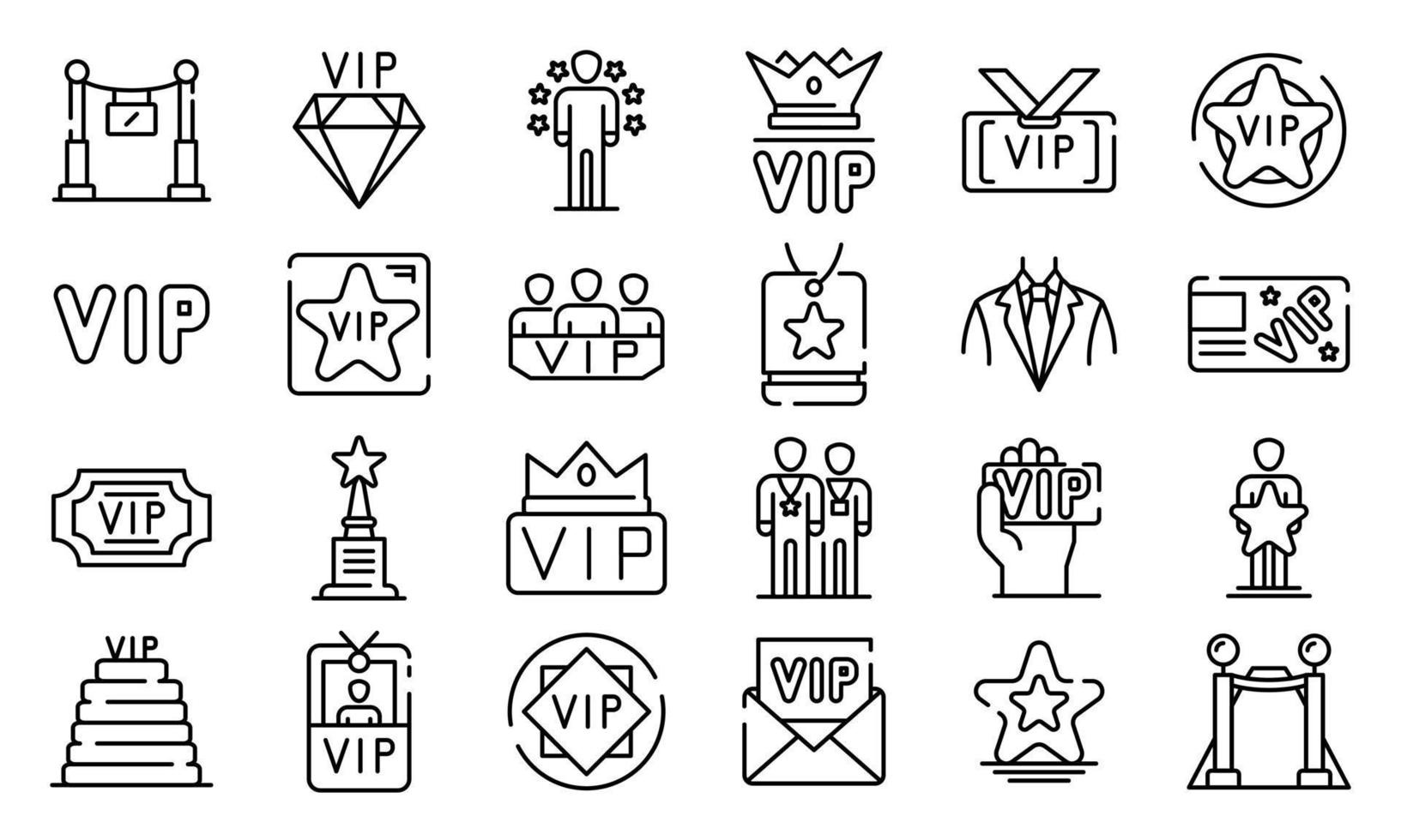 Vip icons set, outline style vector