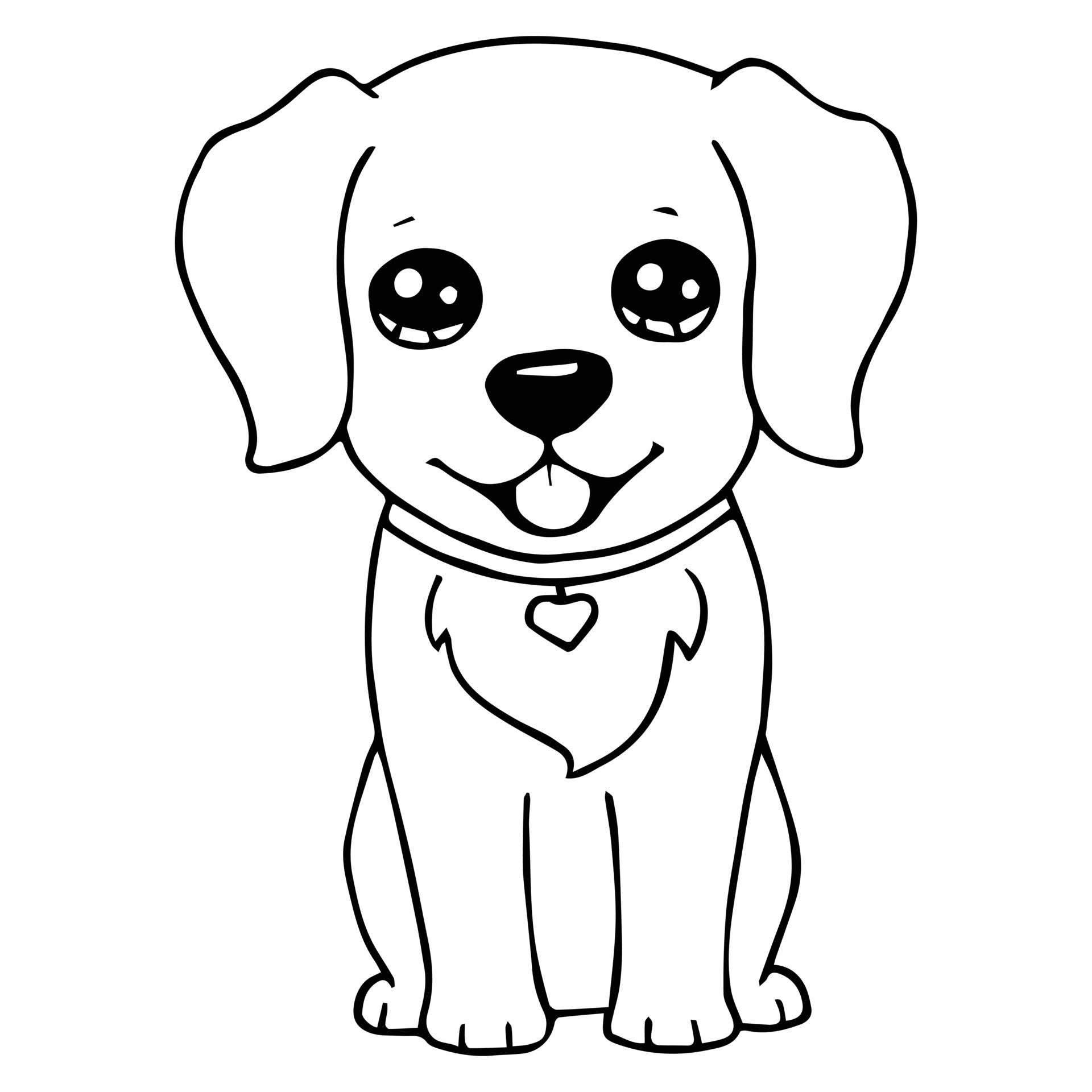 Kids Coloring Pages, Cute Dog Character Vector illustration EPS ...