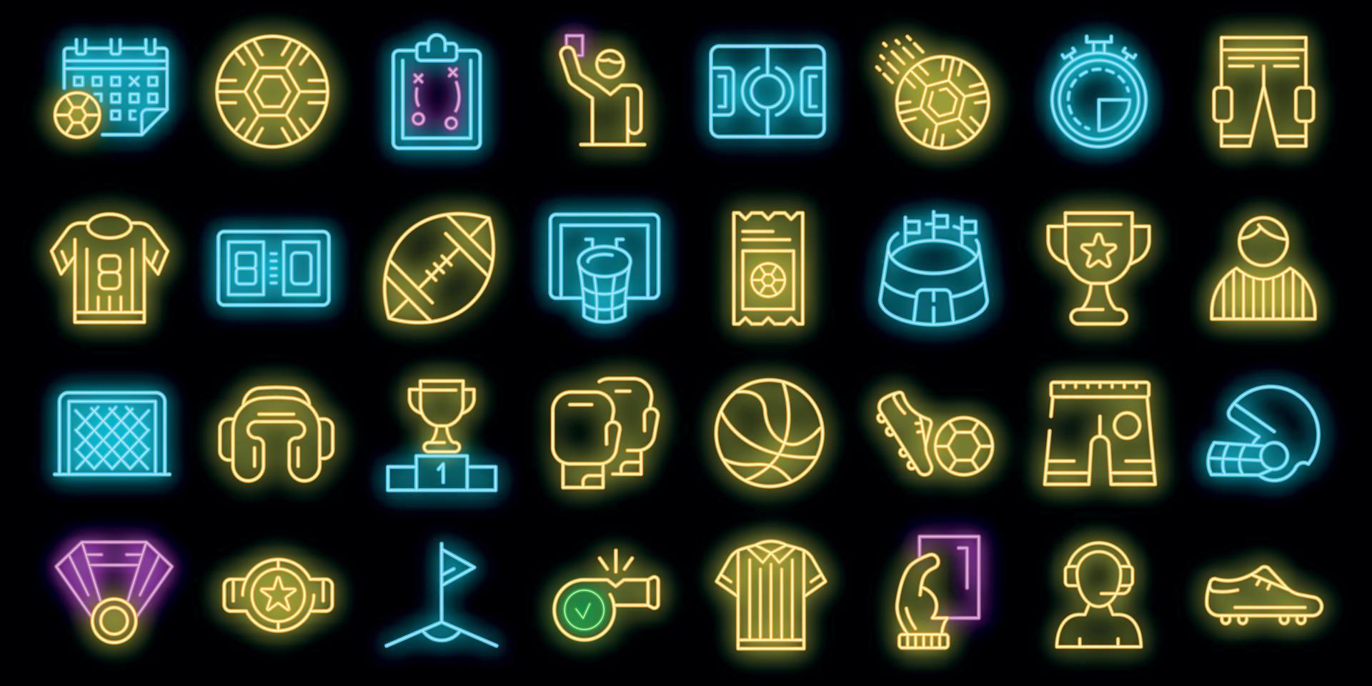 Referee icons set vector neon