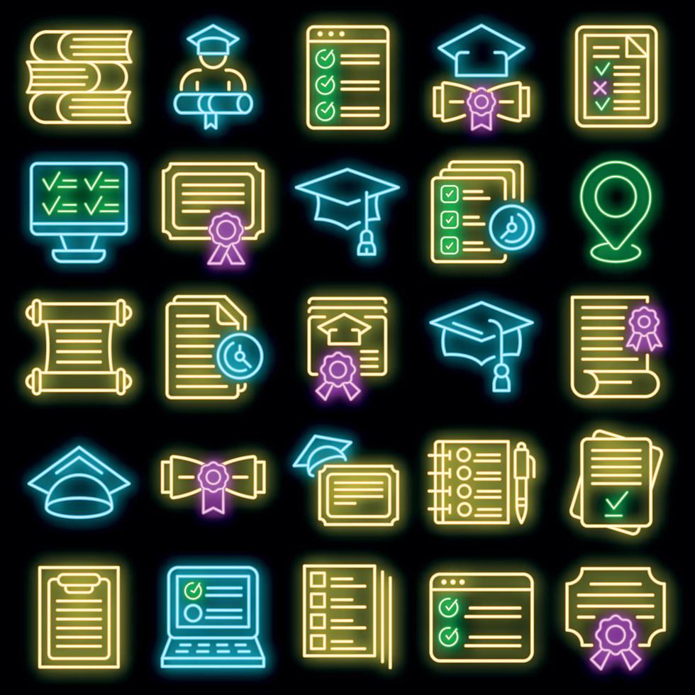 conjunto de iconos de examen final neón vectorial vector