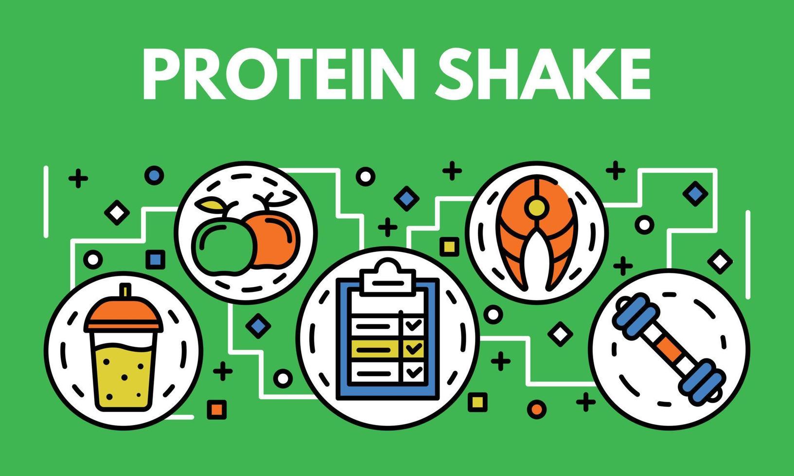 Protein shake banner, outline style vector