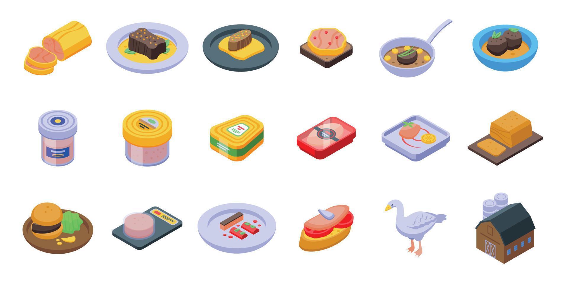 Foie gras icons set isometric vector. French food vector