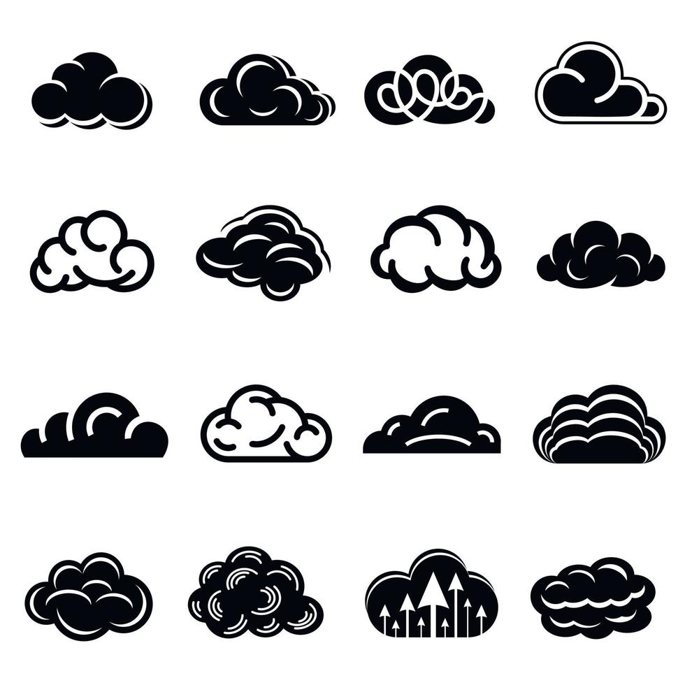 Cloud icons set, simple style vector