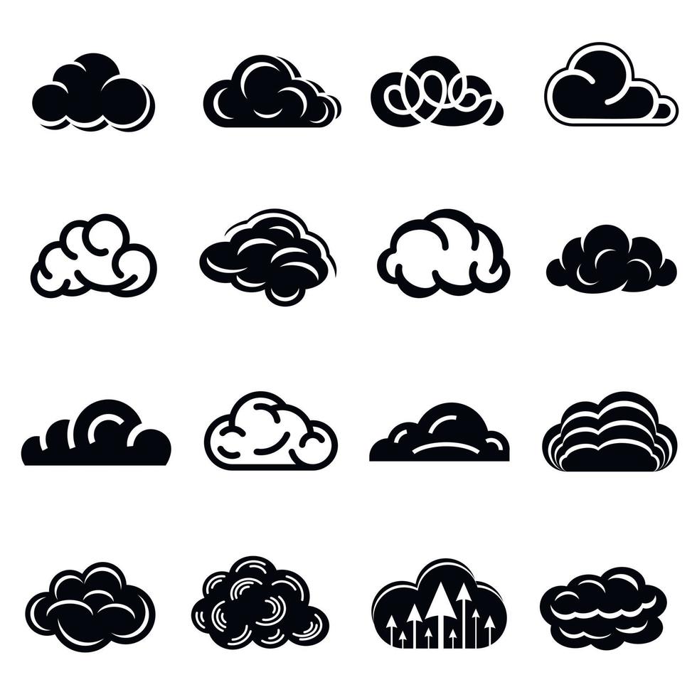 conjunto de iconos de nube, estilo simple vector