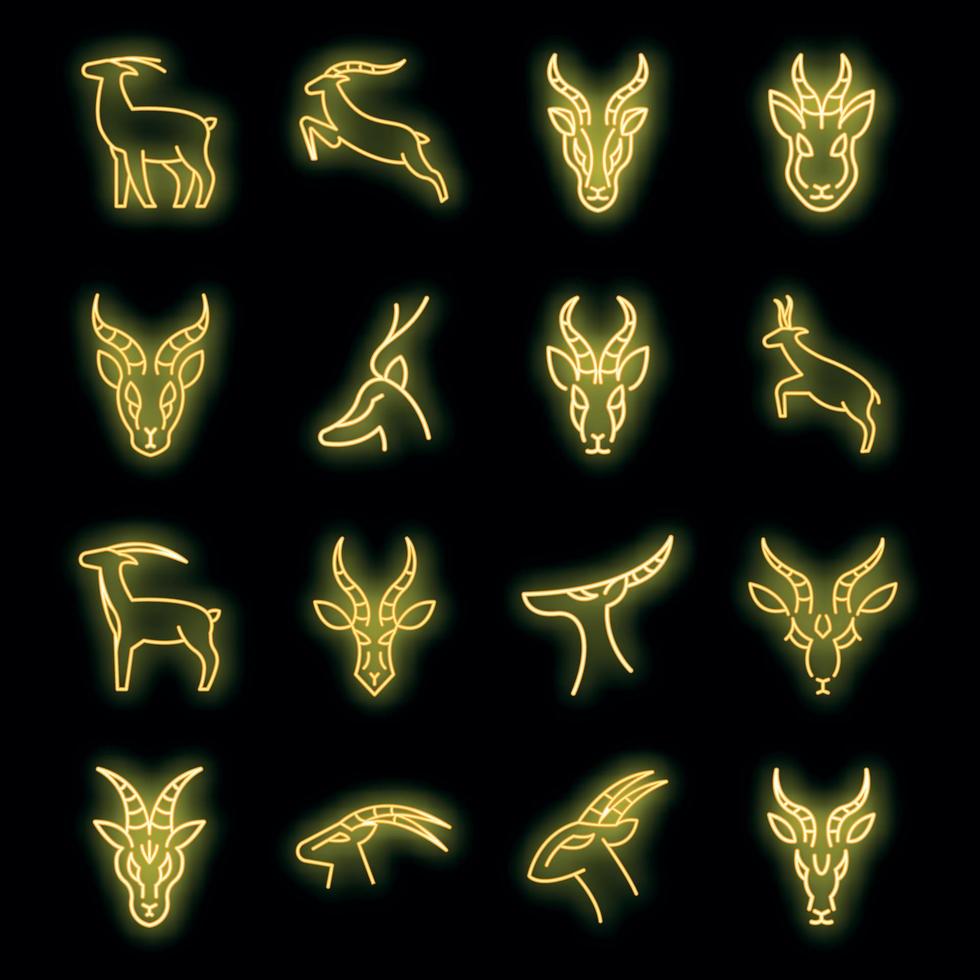 Gazelle icons set vector neon