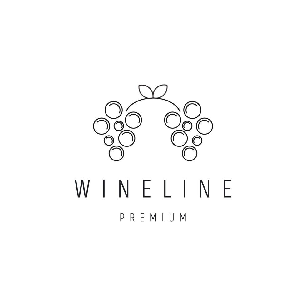 icono de línea de vino plantilla de diseño de logotipo de contorno de uva de vino vector