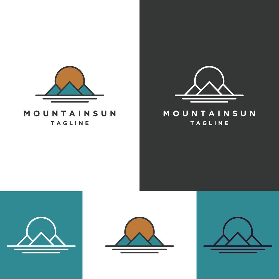 plantilla de diseño de icono de logotipo de sol de montaña vector