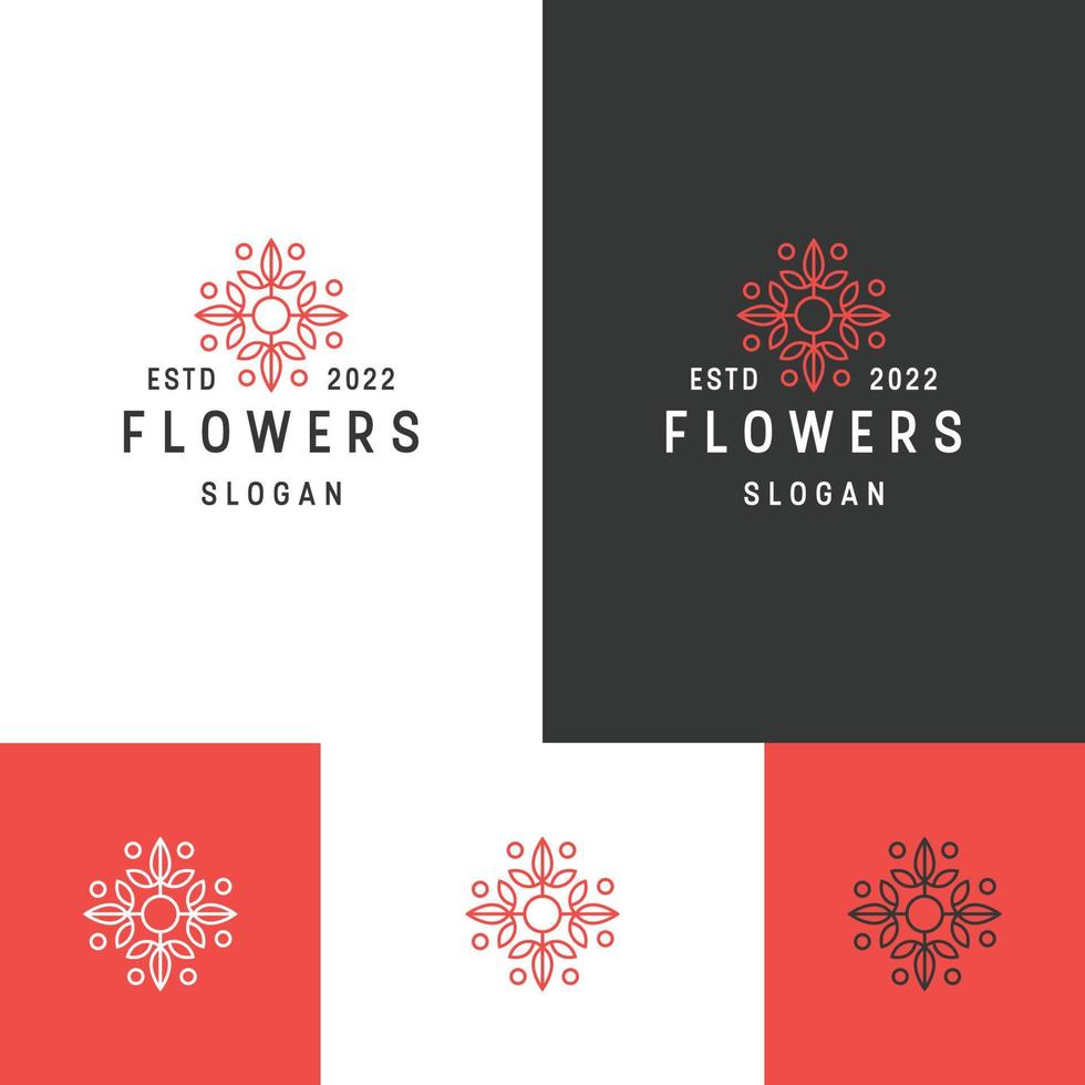 Flower logo icon flat design template vector