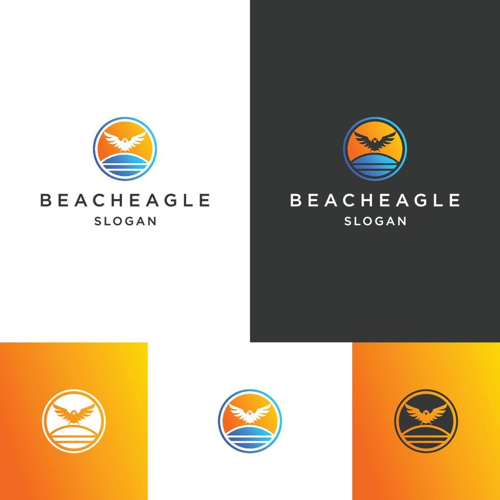plantilla de diseño de icono de logotipo de águila de playa vector
