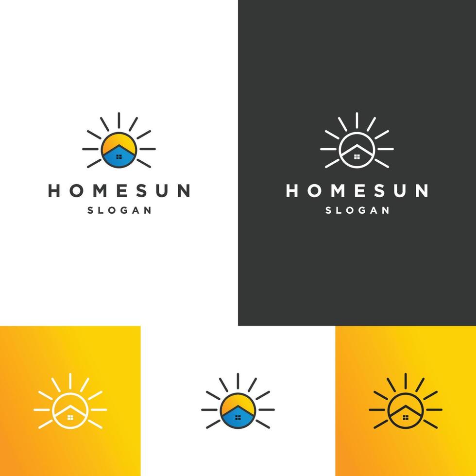 plantilla de diseño de icono de logotipo de sol de casa vector