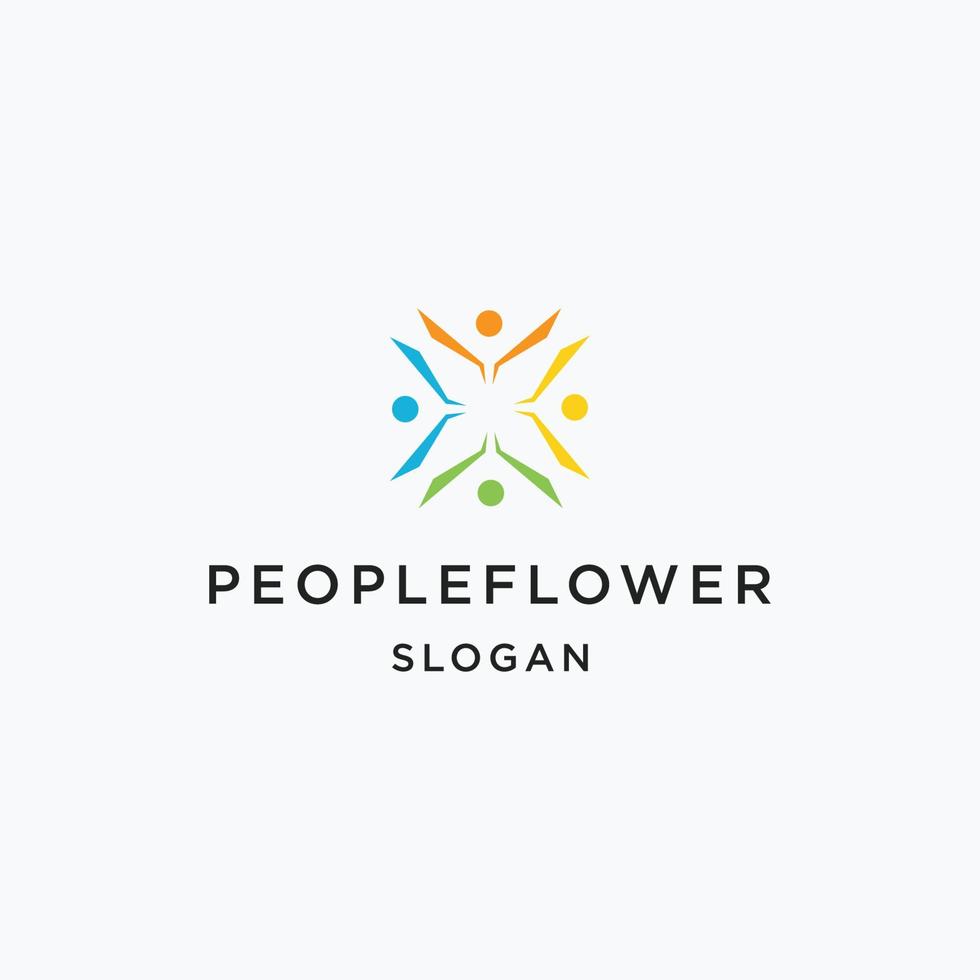 People Flower logo icon flat design template vector