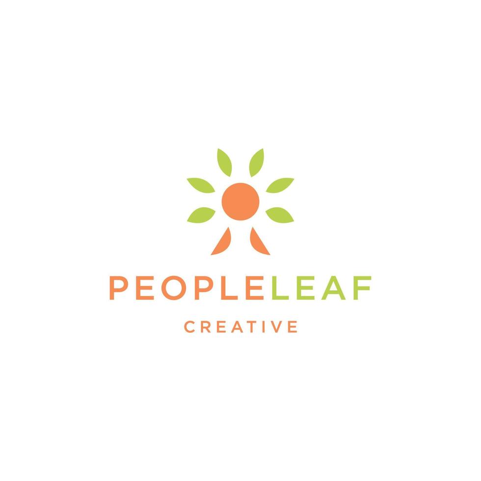 People Leaf logo icon flat design template vector