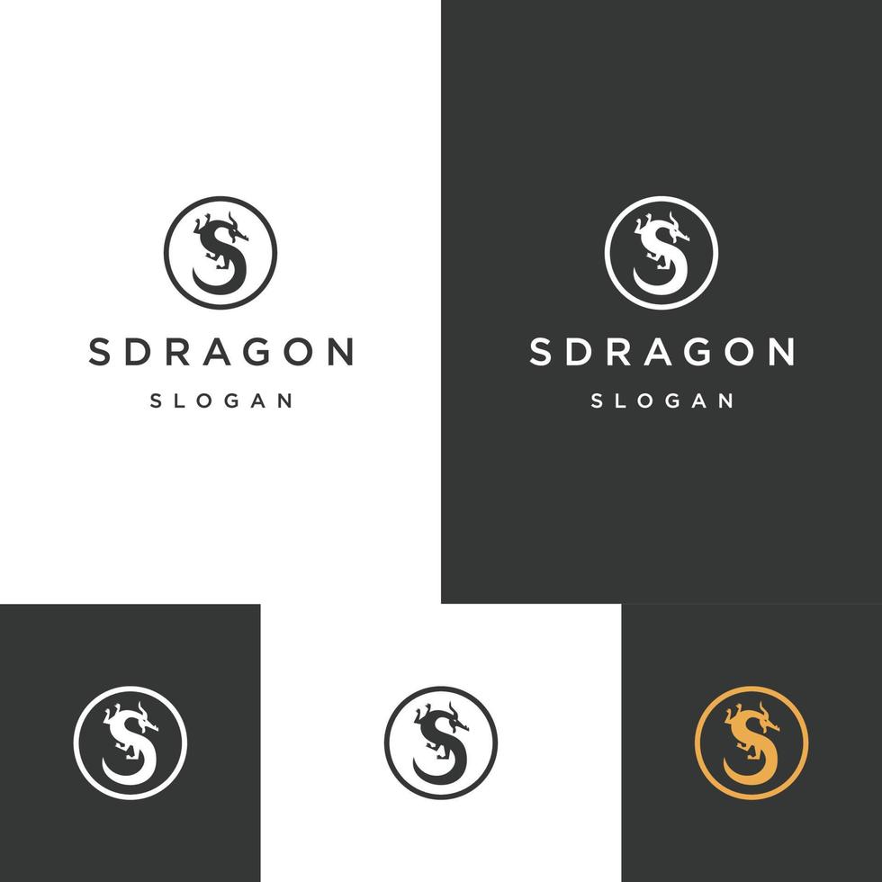 plantilla de diseño plano de icono de logotipo de dragón de letra s vector