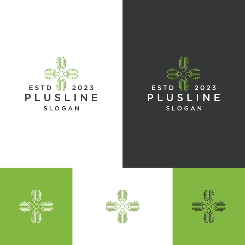 Plus Line logo icon flat design template vector