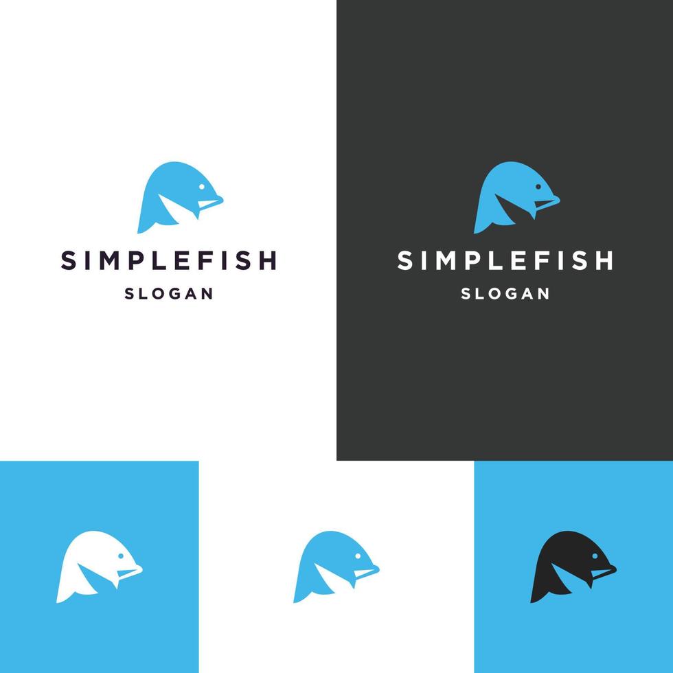 Fish logo icon flat design template vector