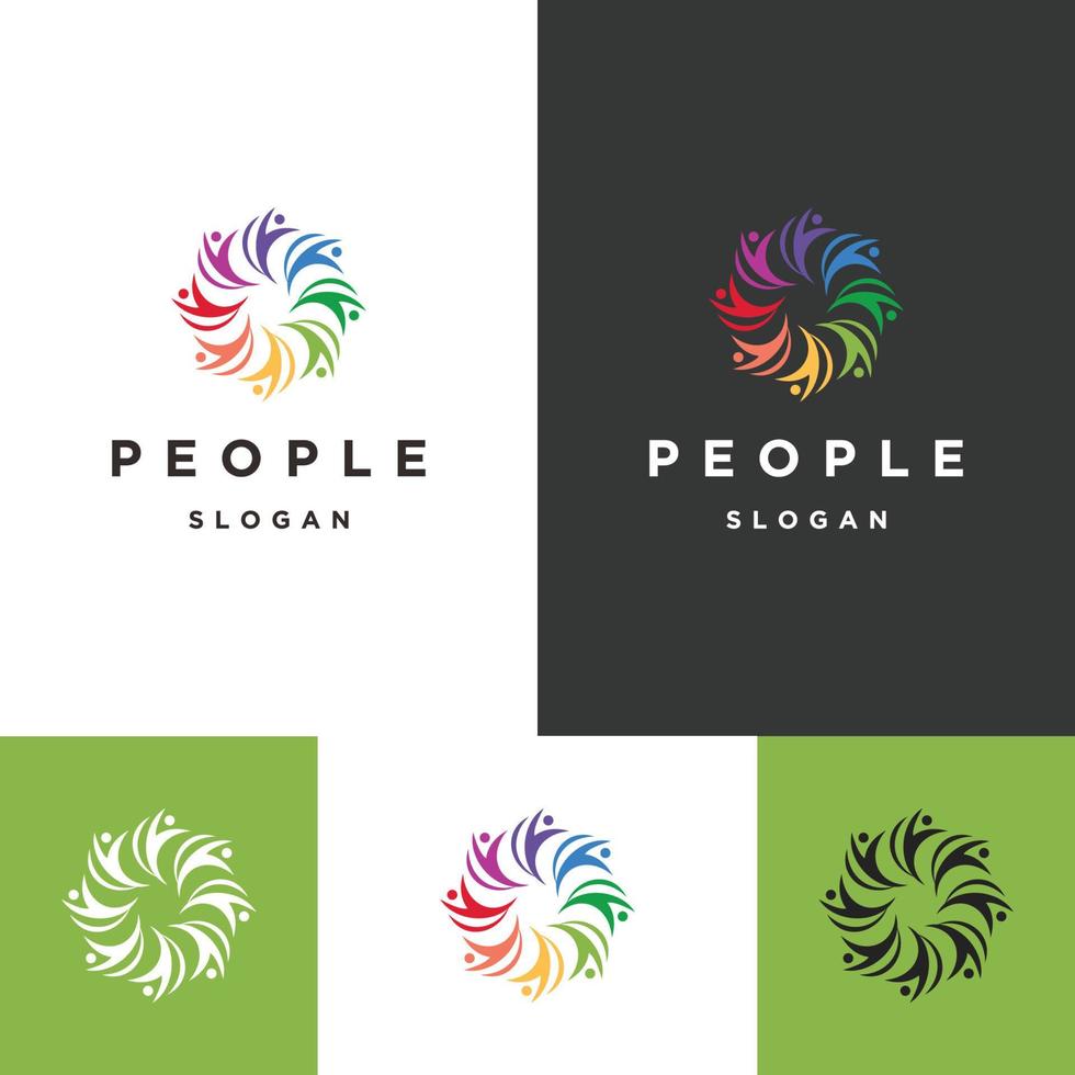 People Comunity logo icon flat design template vector