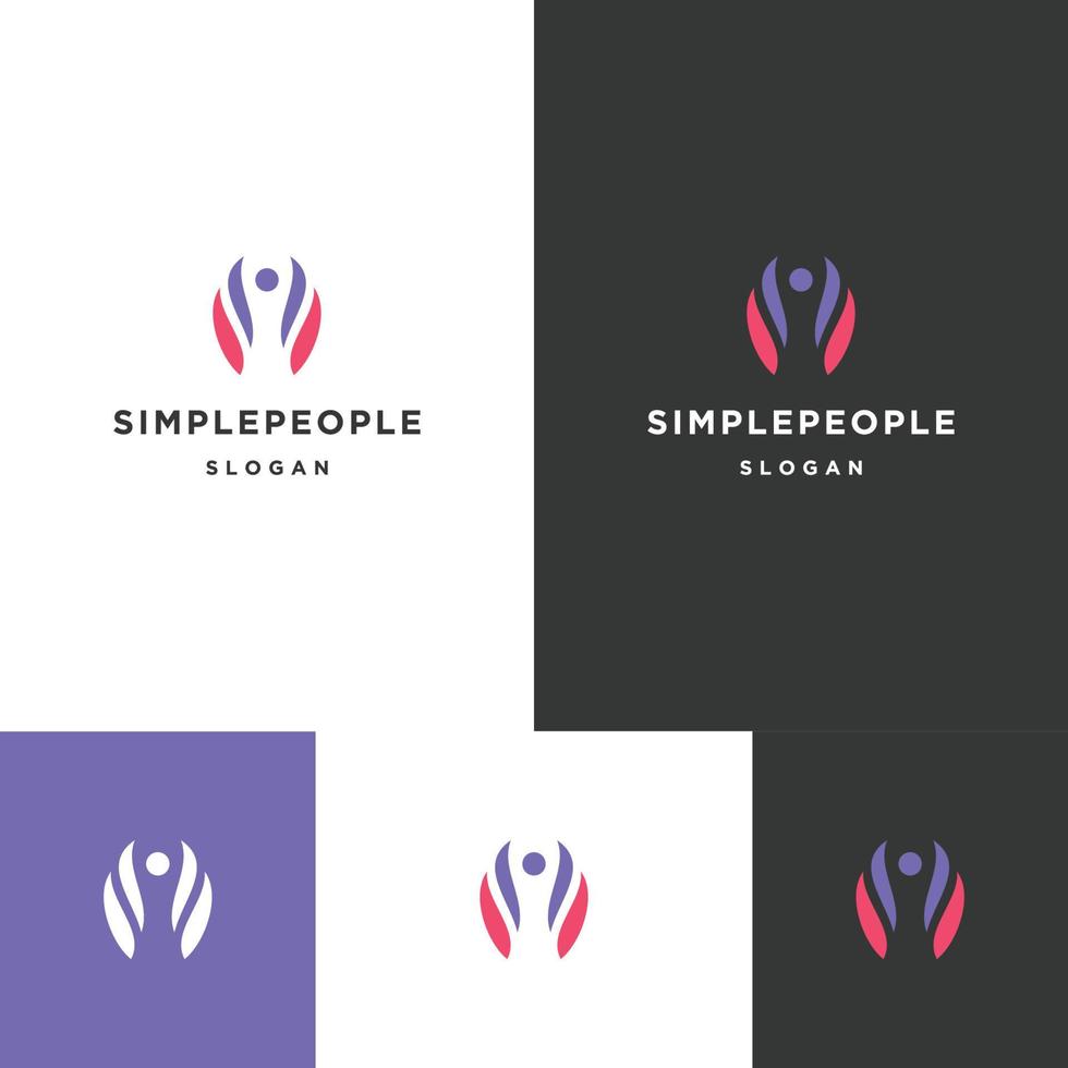 plantilla de diseño plano de icono de logotipo de gente simple vector