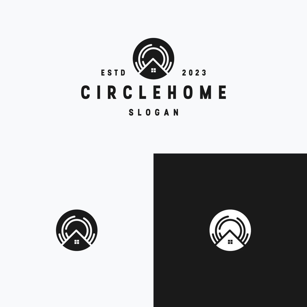 Circle Home logo icon flat design template vector
