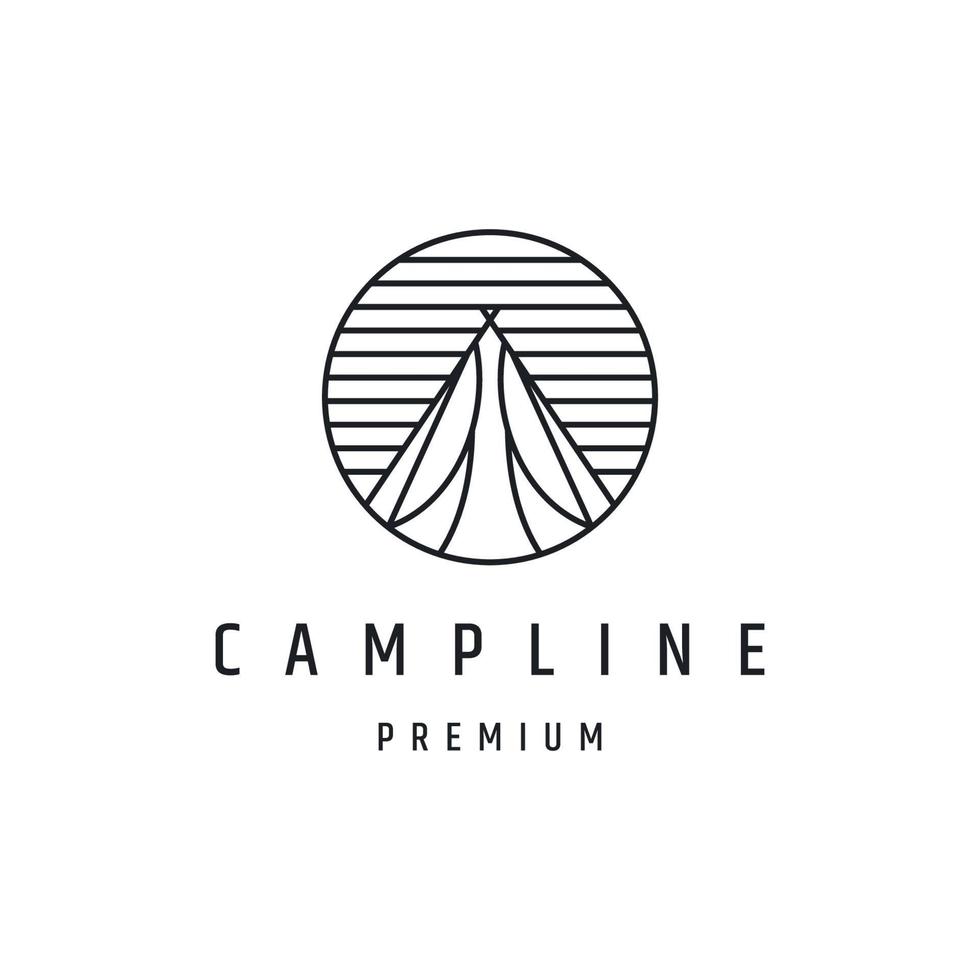Camp Line Logo design with Line Art On White Backround vector