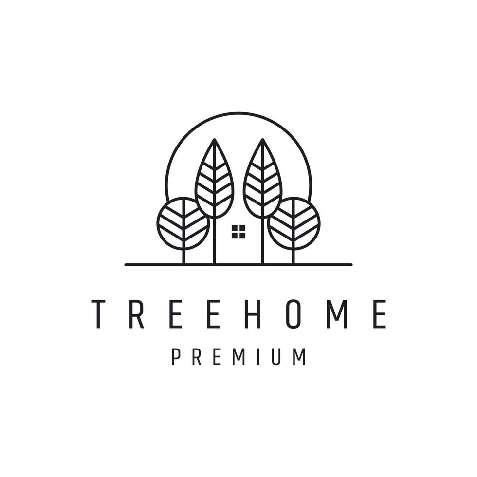 Tree home logo icon flat design template vector