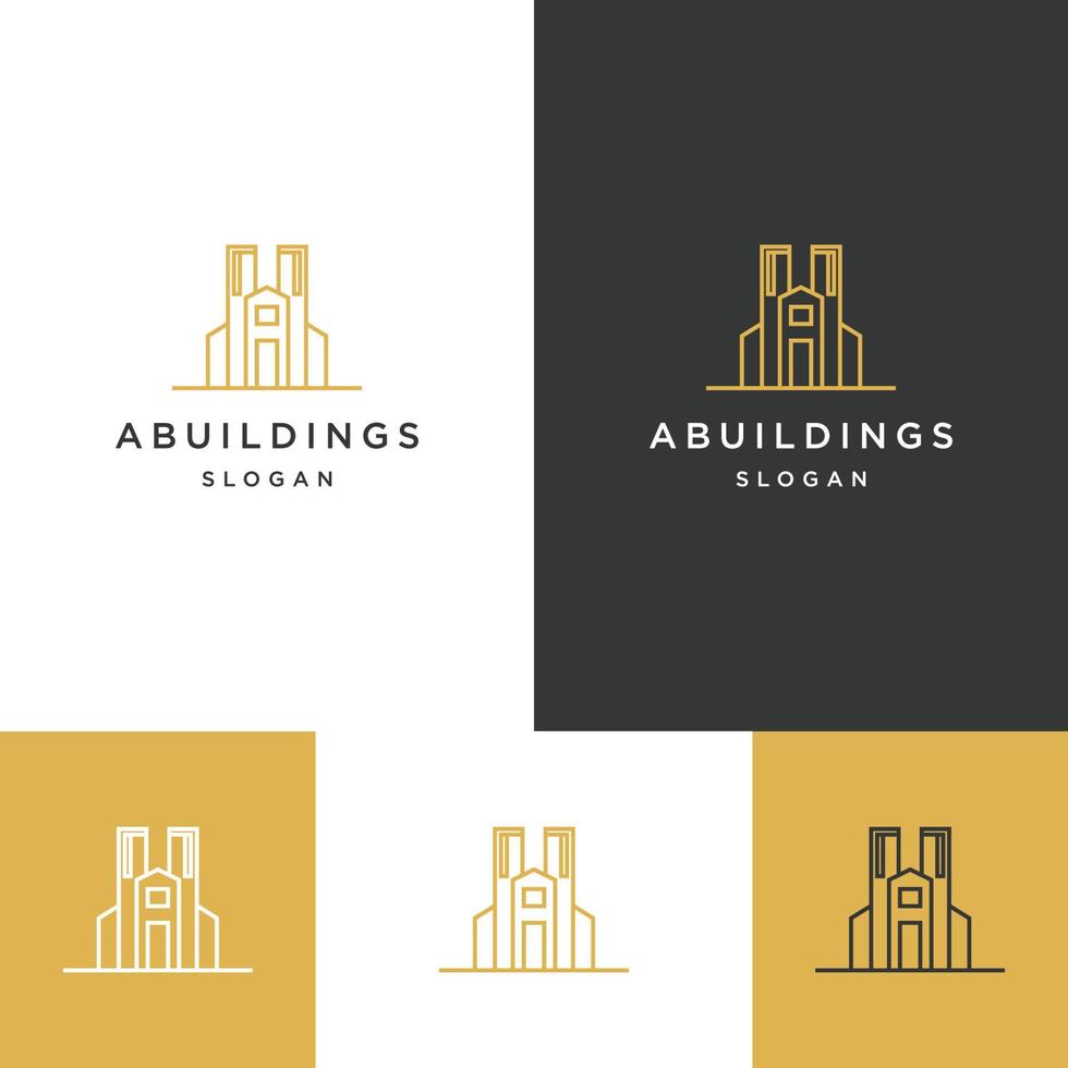 plantilla de diseño de icono de logotipo de edificios de letra a vector