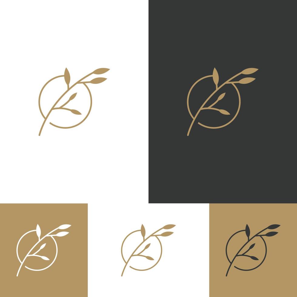 Feminim Leaf logo icon design template vector