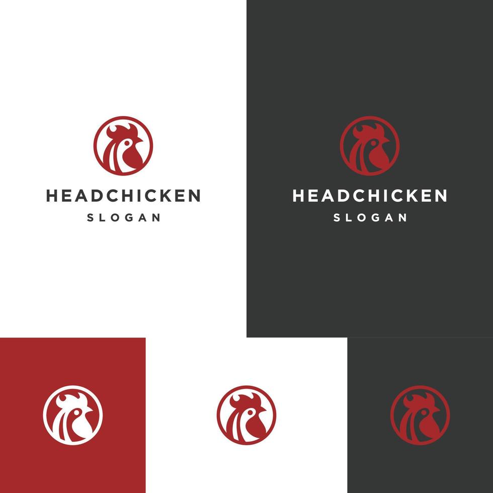 Head Chicken logo icon flat design template vector