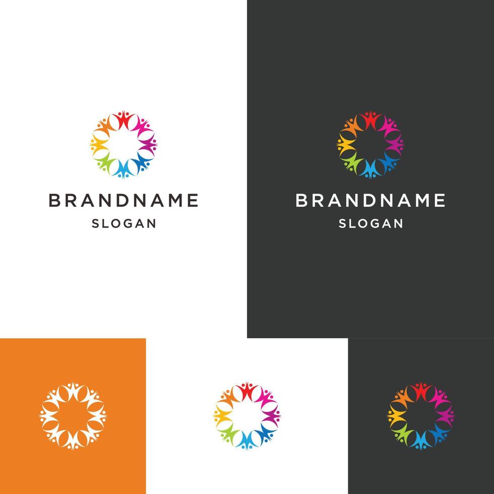 icono de estilo lineal del logotipo de personas y negocios de la comunidad en fondo blanco vector