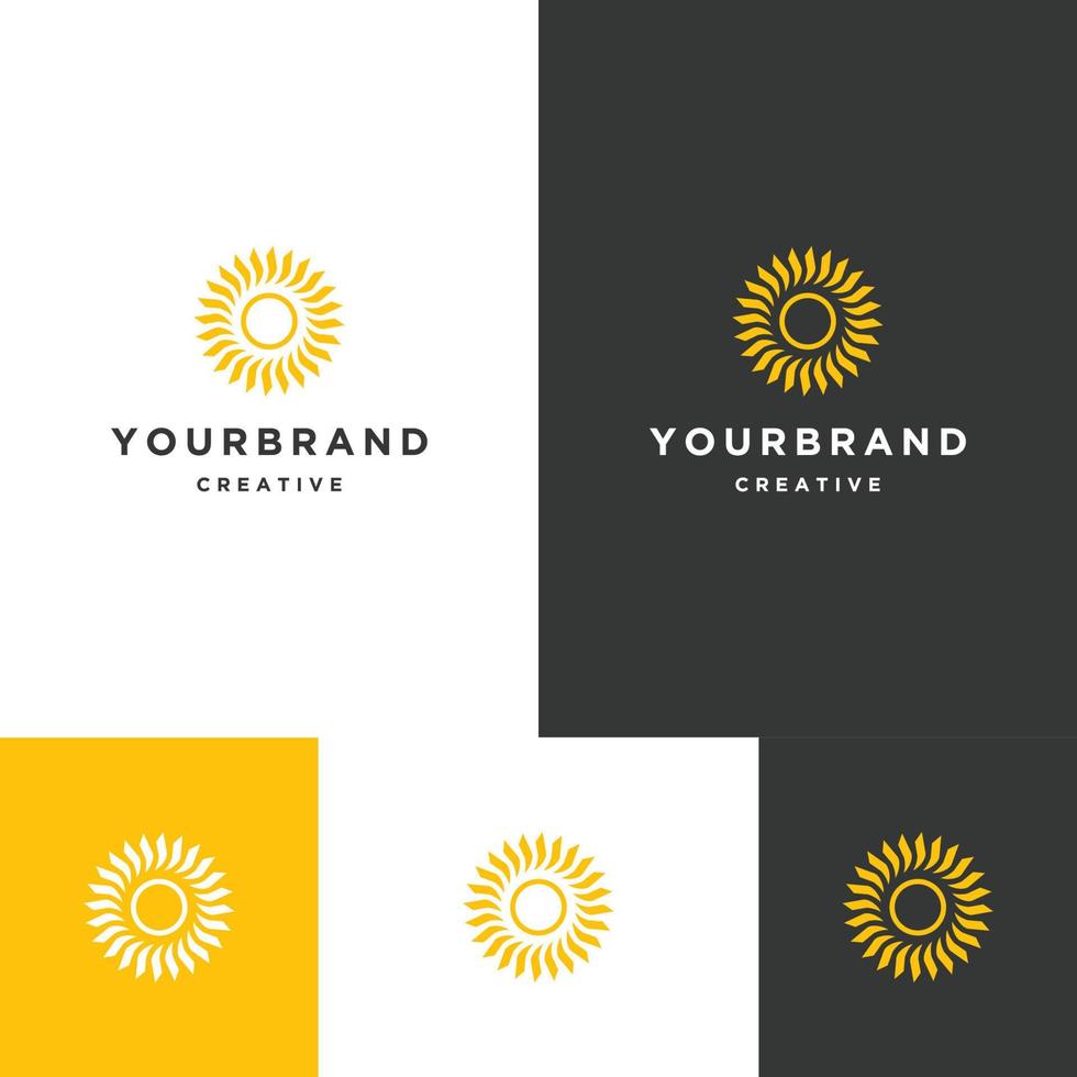 Sun flower logo icon design template vector illustration