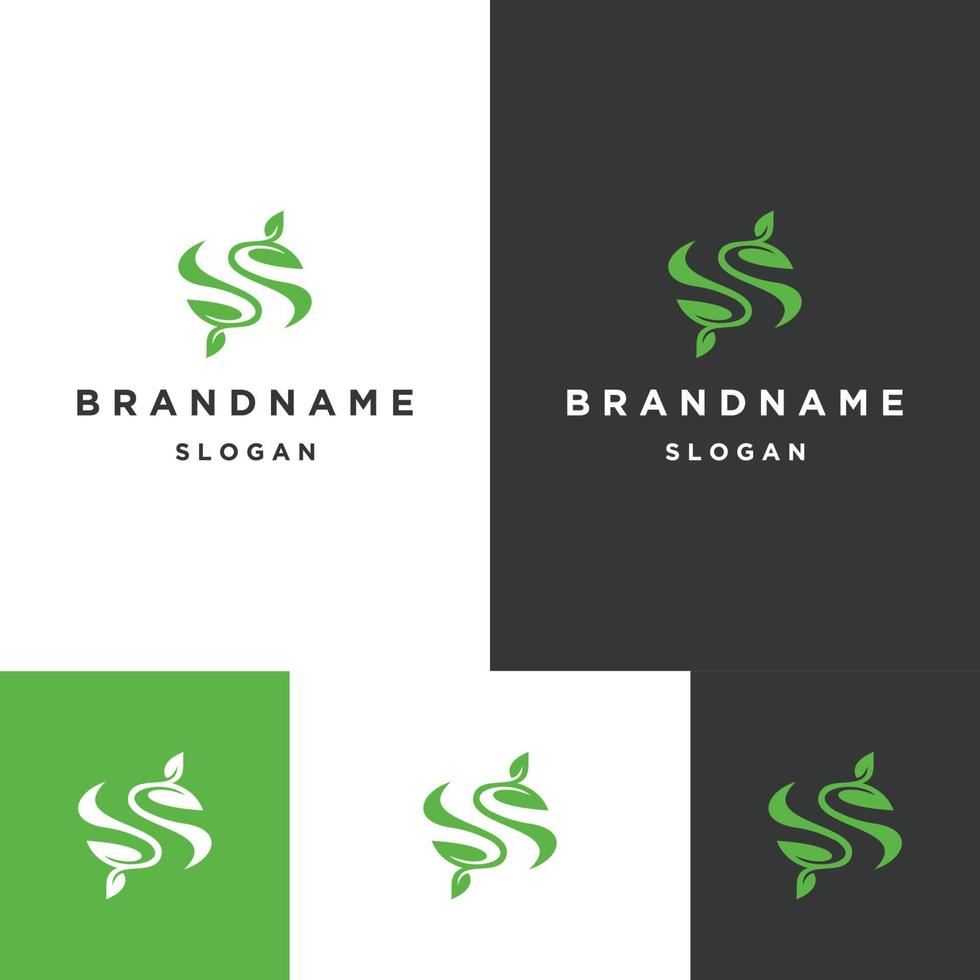 Letter S Leaf logo icon flat design template vector