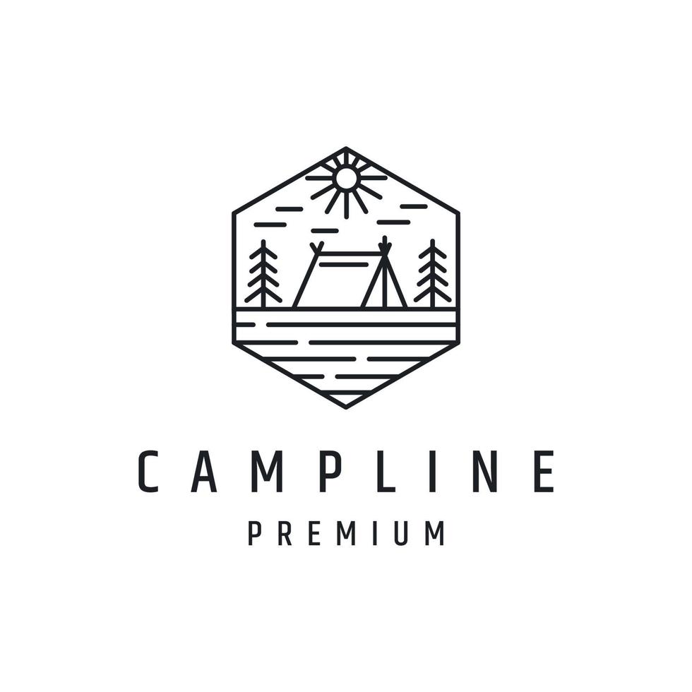 Camp Line Logo design with Line Art On White Backround vector