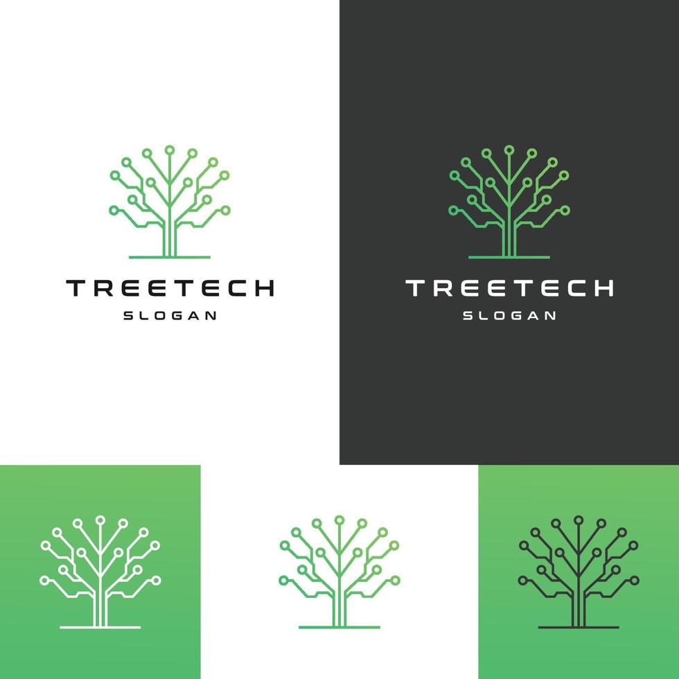 Tree tech logo icon design template vector illustration