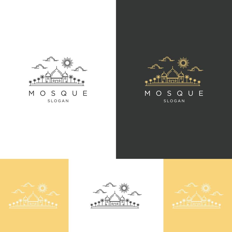 Mosque logo icon flat design template vector