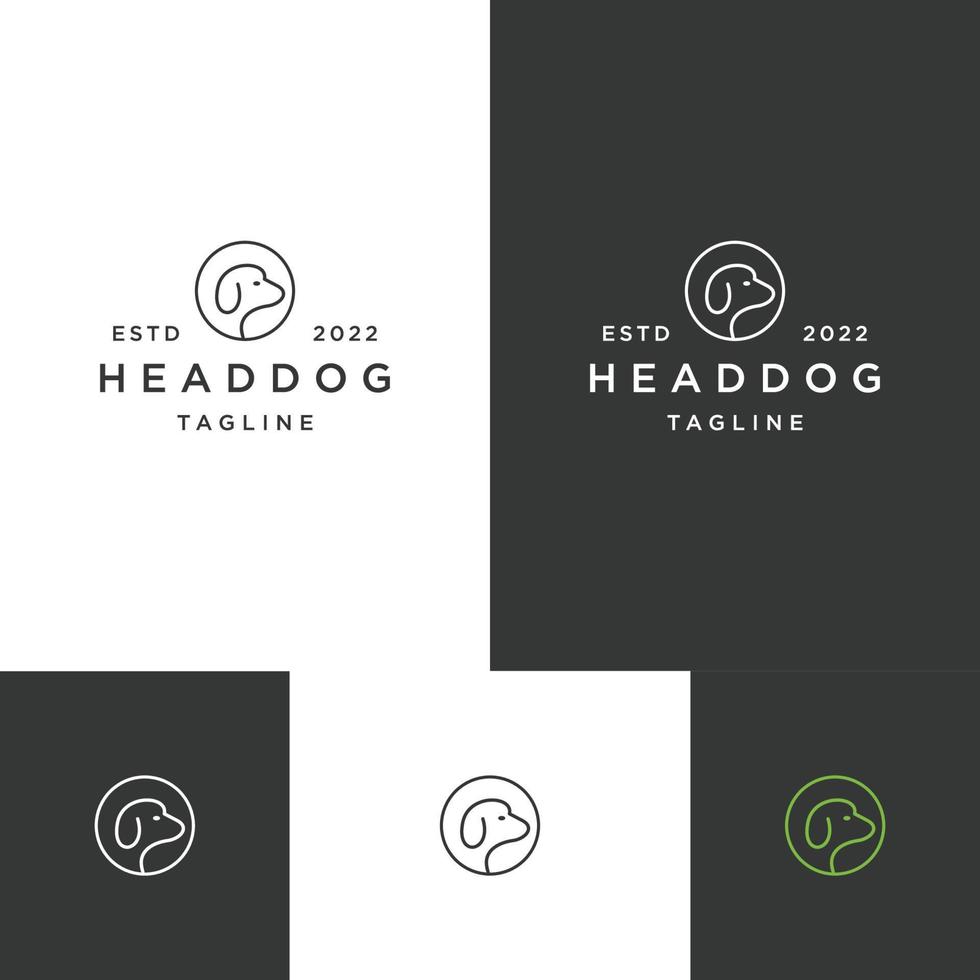 plantilla de diseño plano de icono de logotipo de perro de cabeza vector