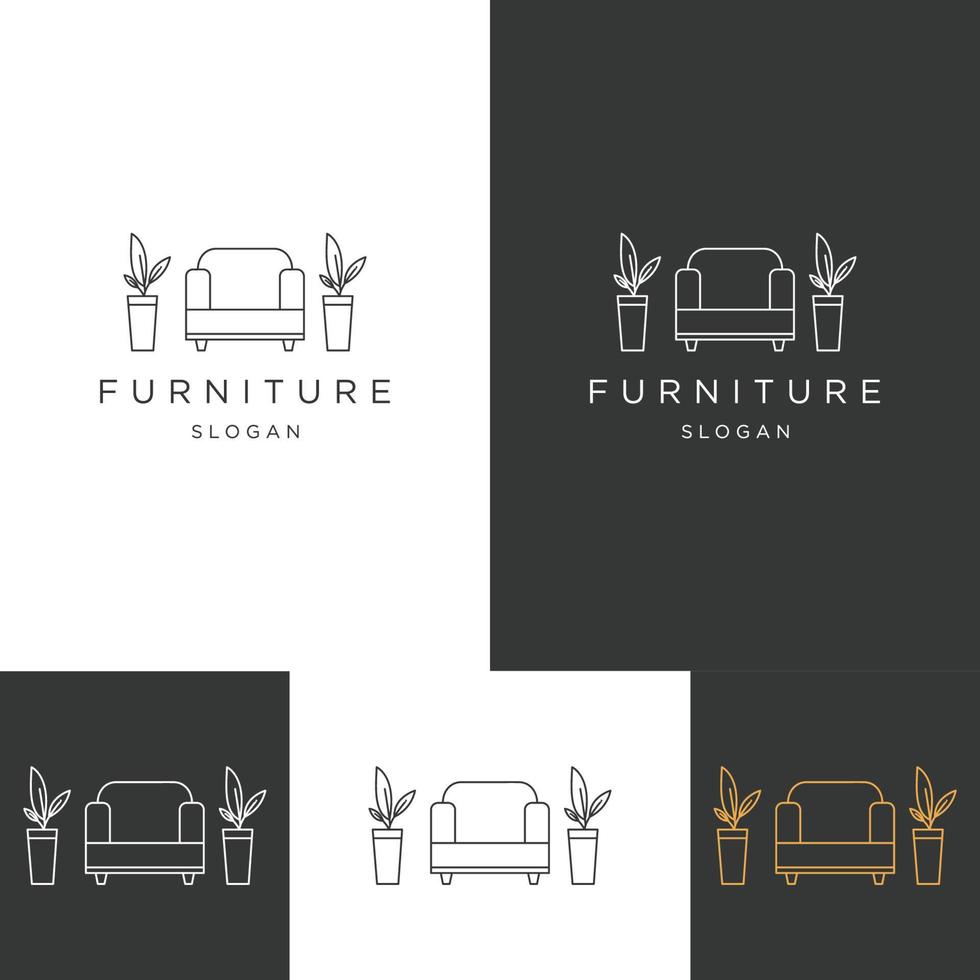 plantilla de diseño plano de icono de logotipo de muebles vector