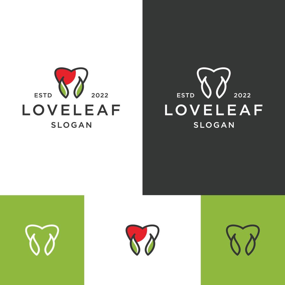 Love Leaf logo icon design template vector
