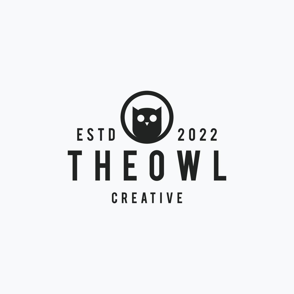 Owl logo icon flat design template vector