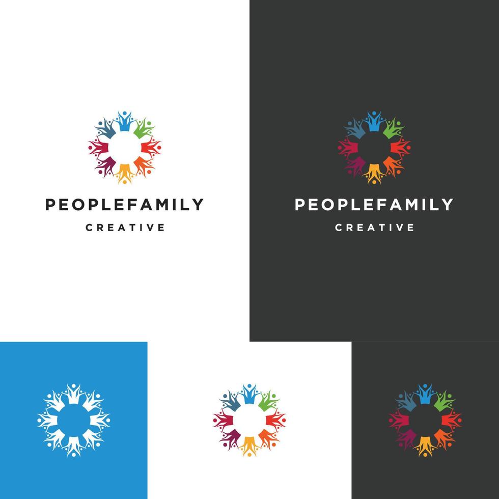 People Family logo icon flat design template vector