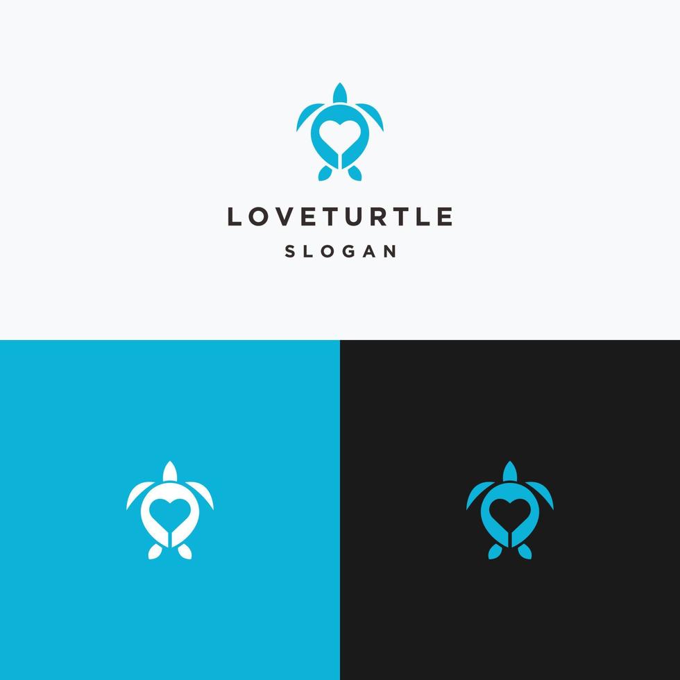 plantilla de diseño plano de icono de logotipo de tortuga de amor vector