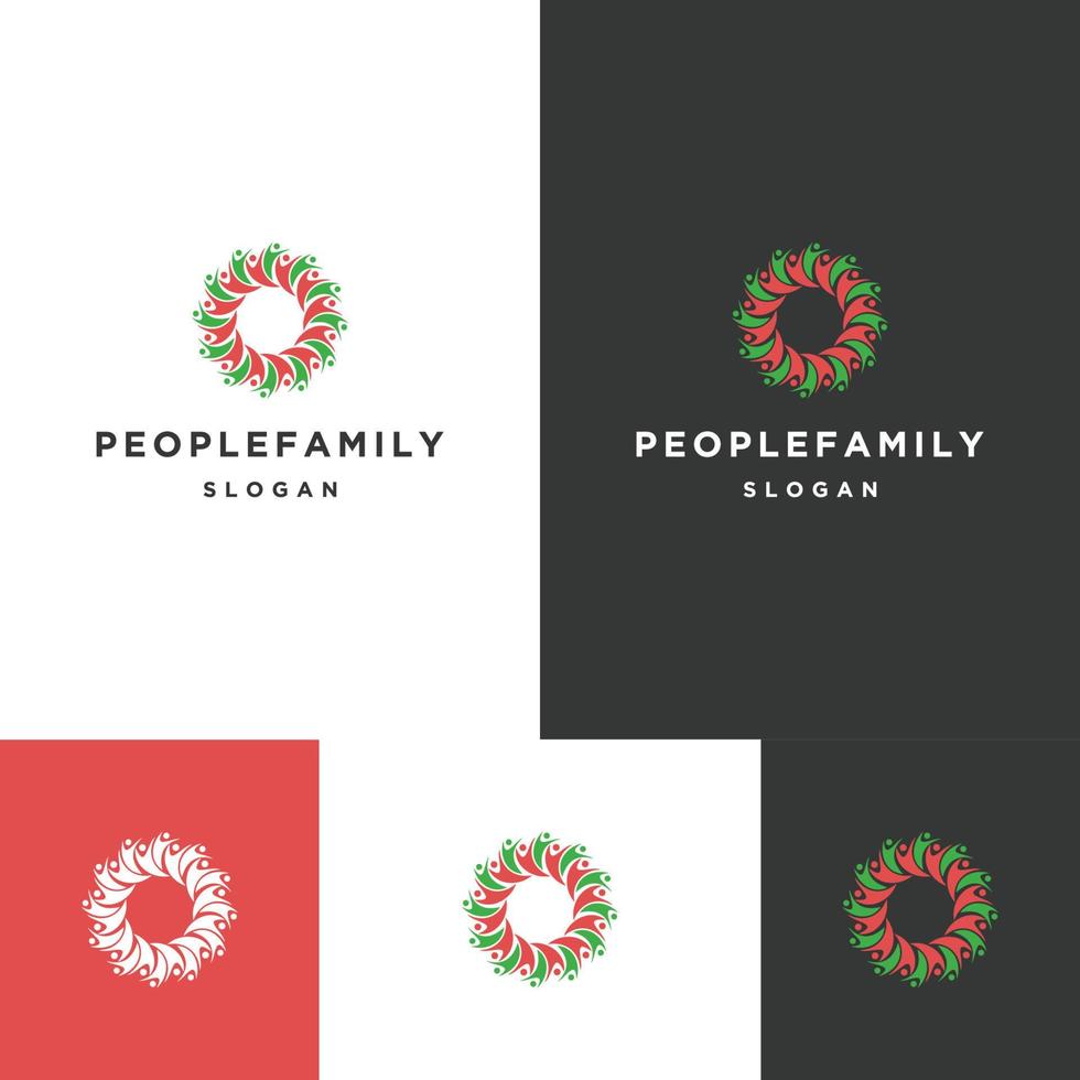People Family logo icon flat design template vector