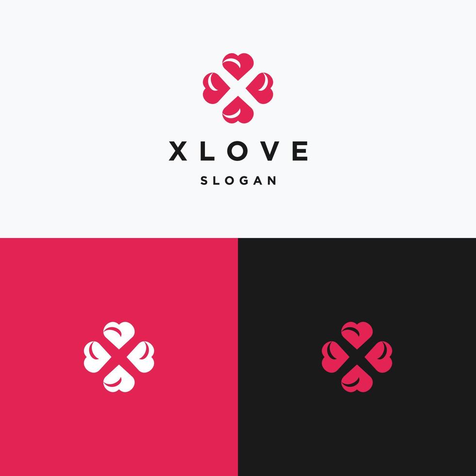 plantilla de diseño de icono de logotipo de amor de letra x vector