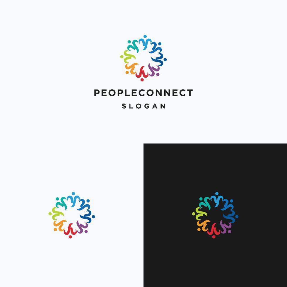 la gente conecta la plantilla de diseño plano del icono del logotipo vector