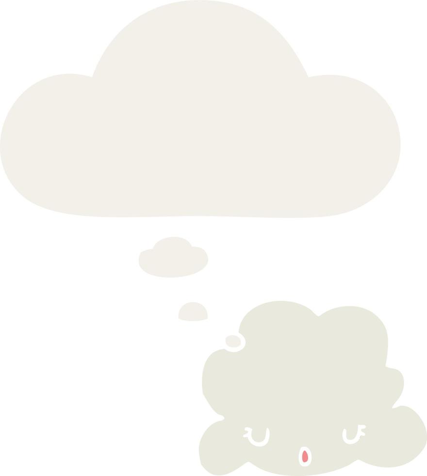 cute cartoon cloud and thought bubble in retro style vector